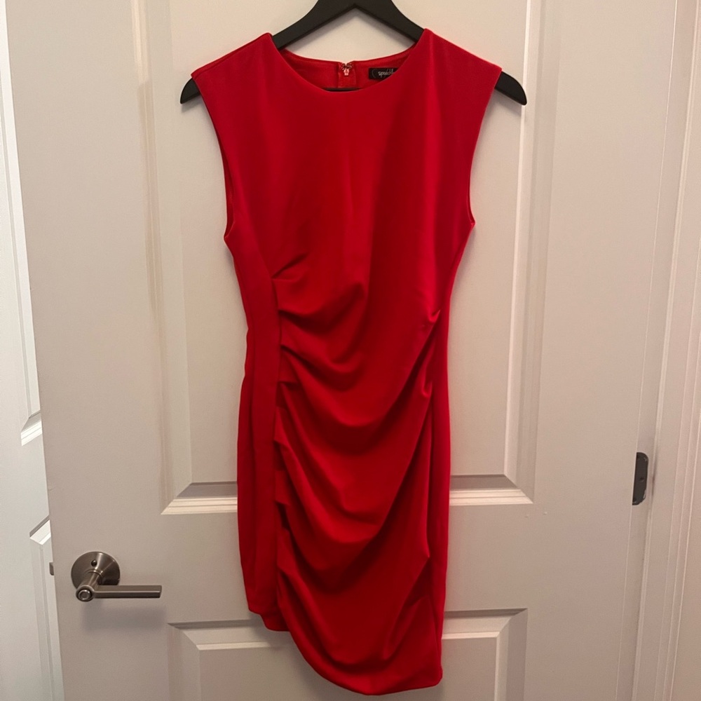 Speechless Red Ruched Mini Dress